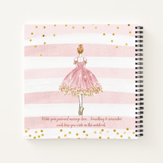 Ballet Girl Pink Gold Glitzer Aquarell Kinder Notizblock (Rückseite)