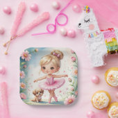 Ballet Girl & Puppy-Party Pappteller (Party)