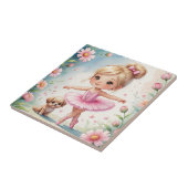 Ballet Girl & Puppy Whimsical Fliese (Seite)
