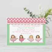 Ballet Girls Geburtstag Einladung (Stehend Vorderseite)