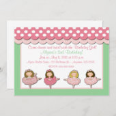Ballet Girls Geburtstag Einladung (Vorne/Hinten)