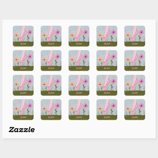 Ballet in Blume Anpassbare Sticker (Blatt)