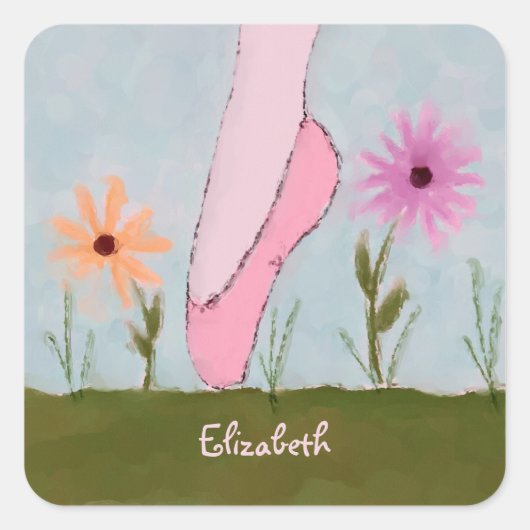 Ballet in Blume Anpassbare Sticker (Vorderseite)