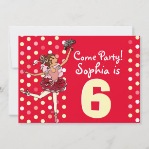 Ballet Kids Party Rot-Gelbe Einladung