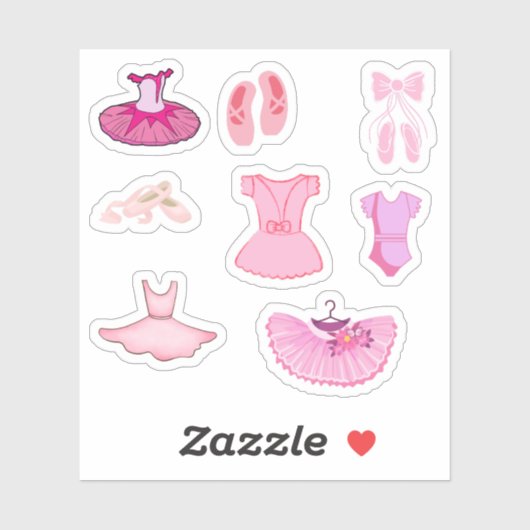 Ballet Kleidung Stickers Aufkleber (Blatt)