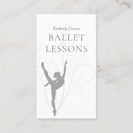 Ballet Lessons Gray Ballerina Business Card Visitenkarte (Vorderseite)