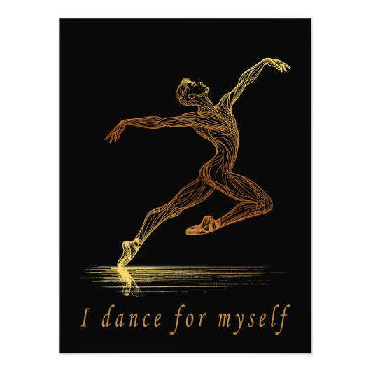 Ballet Male Dancer Line Art - Ich tanze für mich Fotodruck (Vorne)