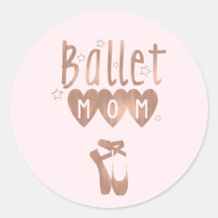 Ballet-Mama Rosa Roségold Sterne & Herzen Runder Aufkleber