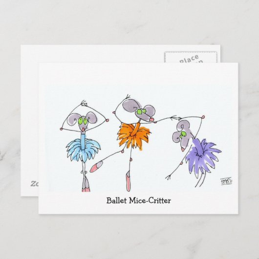 Ballet Mice Critter Postkarte (Vorne/Hinten)
