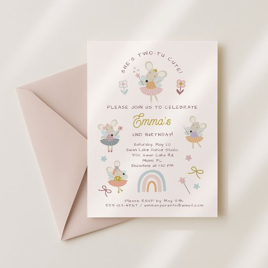 Ballet Mice Geburtstagseinladung für Mädchen Einladung