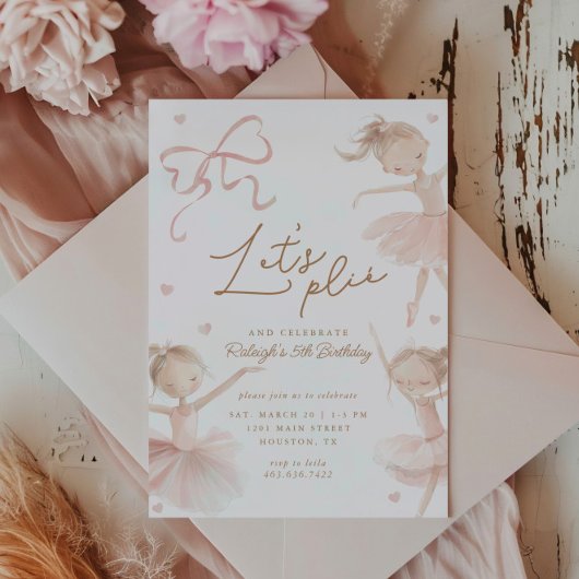 Ballet Niedlich Girls' Pastel Ballerina Geburtstag Einladung