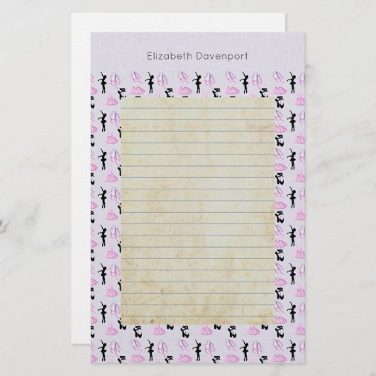Ballet Pattern auf rosa und blaue Farbe Briefpapier (Vorne/Hinten)