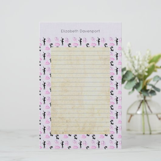 Ballet Pattern auf rosa und blaue Farbe Briefpapier (Stehend Vorderseite)