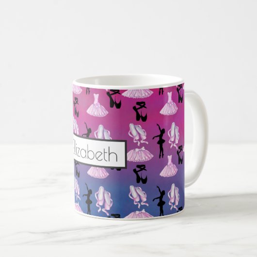 Ballet Pattern auf rosa und blaue Farbe Kaffeetasse (VorderseiteRechts)