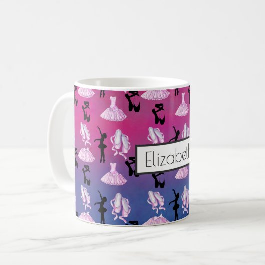 Ballet Pattern auf rosa und blaue Farbe Kaffeetasse (Vorderseite Links)