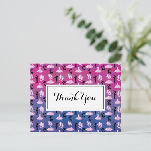 Ballet Pattern auf rosa und blaue Farbe Postkarte (Stehend Vorderseite)
