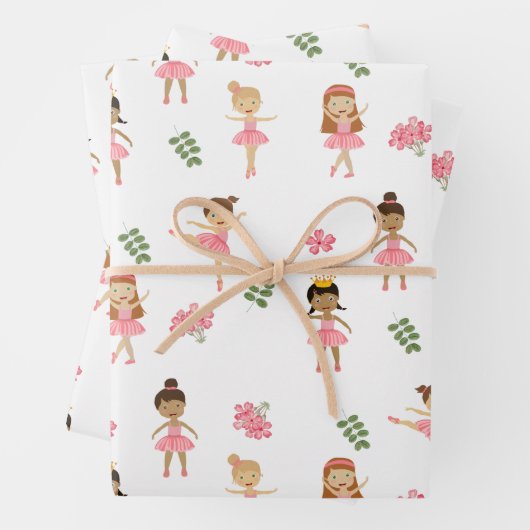 Ballet Pink Ballerinas Dancing Pattern Geschenkpapier Set (Beispiel)