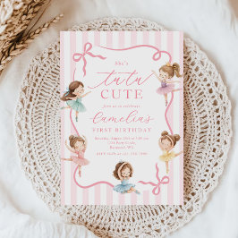 Ballet Pink Girls Bow Tutu Ballerina 1st Birthday Einladung