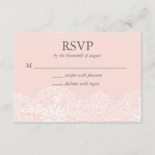 Ballet Pink Lace Wedding RSVP Card Karte
