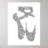 Ballet Pointe Shoe Typografie Schwarzweiß Poster (Vorne)