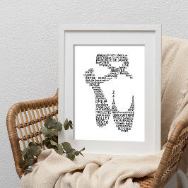 Ballet Pointe Shoe Typografie Schwarzweiß Poster