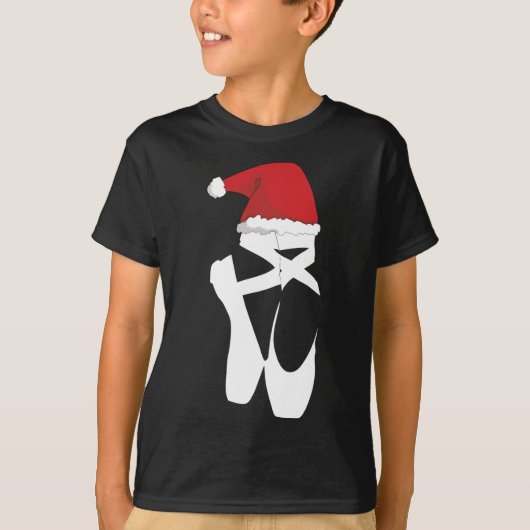 Ballet Pointe Shoe Weihnachtsfeier Weihnachtsmannm T-Shirt (Vorderseite)