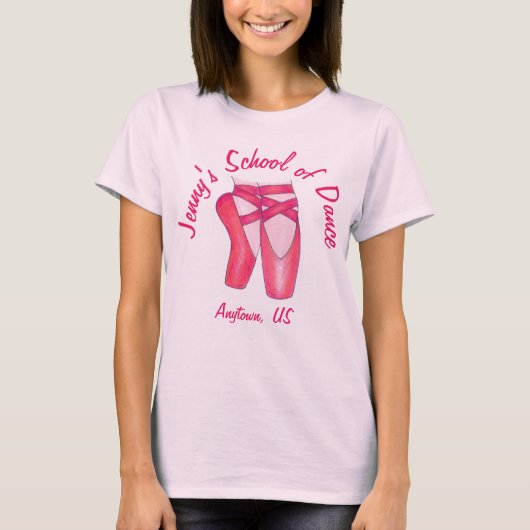 Ballet Pointe Shoes Custom Dance School Studio T-Shirt (Vorderseite)