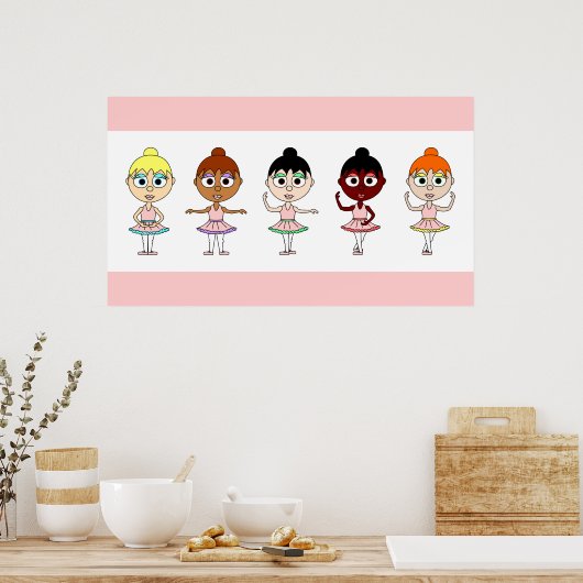 Ballet Positions Poster - Cute Ballerinas (Küche)