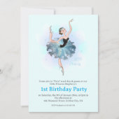 Ballet Princess 1st Birthday Pastel Illustration Einladung (Vorderseite)