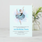Ballet Princess 1st Birthday Pastel Illustration Einladung (Stehend Vorderseite)