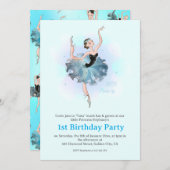 Ballet Princess 1st Birthday Pastel Illustration Einladung (Vorne/Hinten)