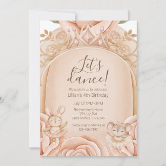 Ballet Princess Girls Fourth Birthday  Einladung