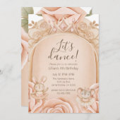 Ballet Princess Girls Fourth Birthday  Einladung (Vorne/Hinten)