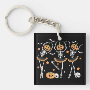 Ballet Pumpkin Skeleton Beängstigend Halloween Schlüsselanhänger