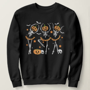 Ballet Pumpkin Skeleton Beängstigend Halloween Sweatshirt