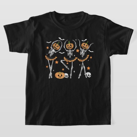 Ballet Pumpkin Skeleton Beängstigend Halloween T-Shirt (Ablage )
