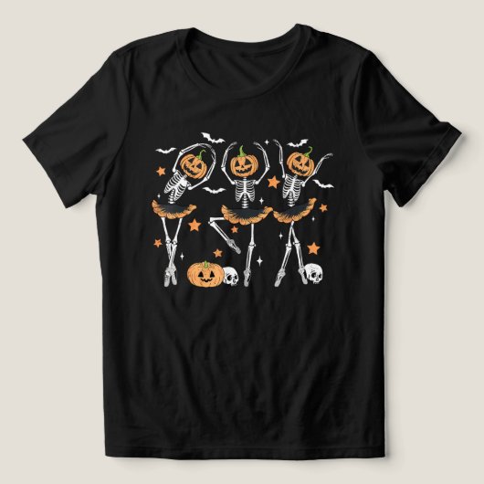 Ballet Pumpkin Skeleton Beängstigend Halloween Tri-Blend Shirt (Design Vorderseite)