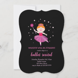 BALLET RECITAL Redhead Ballerina Tänzerin Einladun Einladung