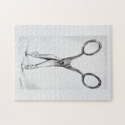 Ballet Scissors Ballerina Dance Surreal drawing Puzzle (Horizontal)