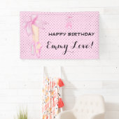 Ballet Shoes Bow Pink & Black Polka Dot Banner (Insitu)