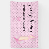 Ballet Shoes Bow Pink & Black Polka Dot Banner (Vertikal)