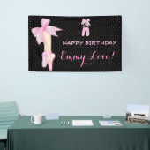 Ballet Shoes Bow Pink & Black Polka Dot Banner (Messeveranstaltung)