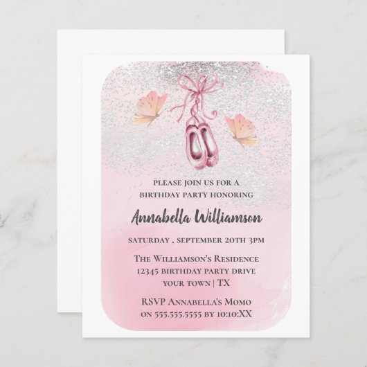Ballet Shoes & Butterfly Geburtstagsparty (Vorne/Hinten)