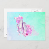 Ballet Shows Bows and Peonies in Pink Wasserfarben Postkarte (Vorne/Hinten)