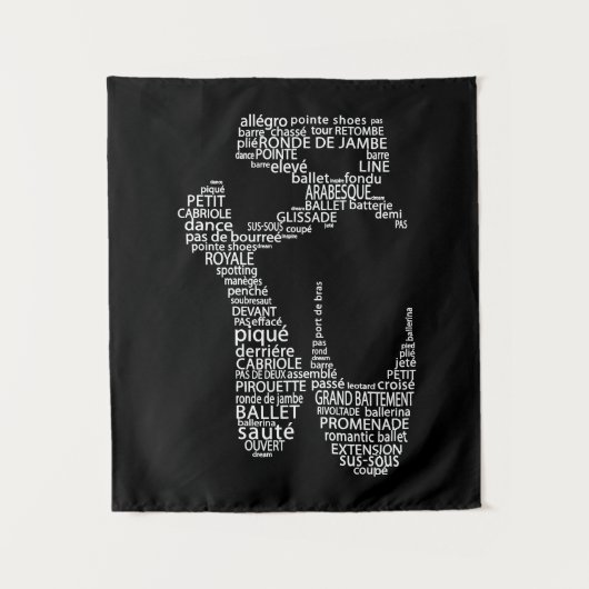 Ballet Showtypografie Schwarz-Weiß Wandteppich (Vorderseite)