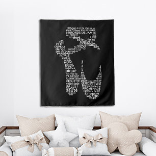 Ballet Showtypografie Schwarz-Weiß Wandteppich