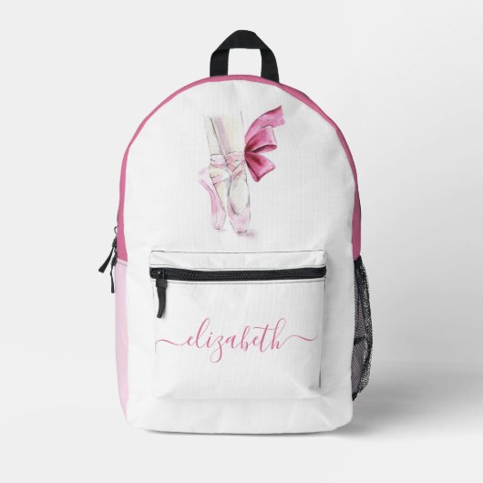 Ballet Slippers Aquarellfarbe Rosa Bedruckter Rucksack (Vorderseite)
