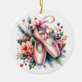 Ballet Slippers, Blume Personalisiert Weihnachten Keramik Ornament (Vorne)