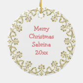 Ballet Slippers, Blume Personalisiert Weihnachten Keramik Ornament (Hinten)