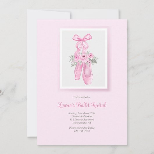 Ballet Slippers Erwägung Einladung (Vorderseite)